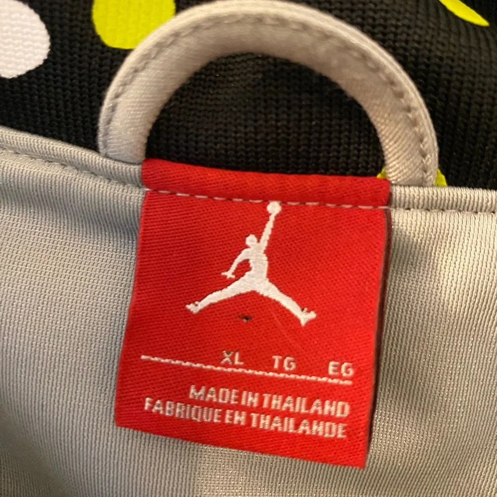 Jordan XL Y2K Graphic Zip-Up Track Jacket - Blue, Black and Neon Yellow